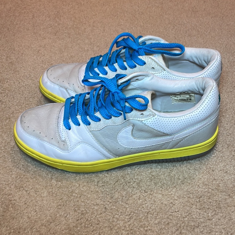 Nike White/ Yellow/ Blue Court Force Dunks Shoes  Men’s a size 10